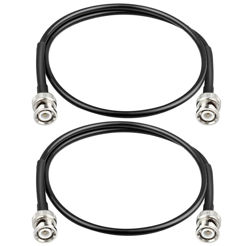 Ullnosoo BNC Cable, 2Pcs 2FT RG58 50 Ohm BNC Male to Male Coaxial Cable with 2.2" Heat Shrink Tubing, Low Loss Cord for Antennas, Antennas Tuner, Camera, Oscilloscope, Microphone, Preamplifier, CB Radio - Image 1